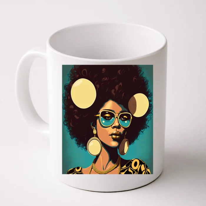 Wo Empowert Retro Afro African American Mom Meaningful Gift Front & Back Coffee Mug