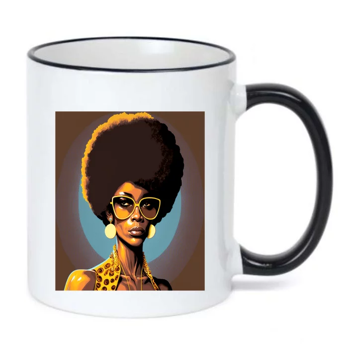 Wo Empowert Retro Afro African American Mom Gift Black Color Changing Mug