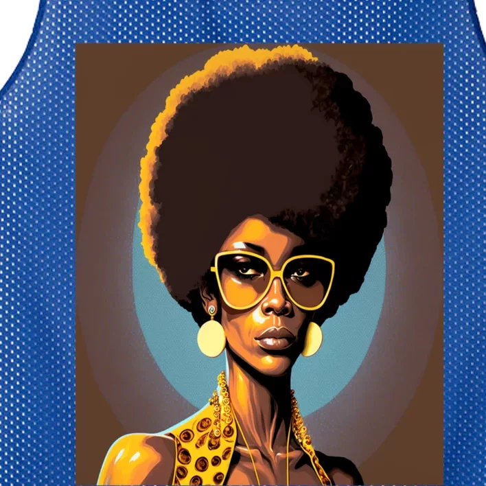 Wo Empowert Retro Afro African American Mom Gift Mesh Reversible Basketball Jersey Tank