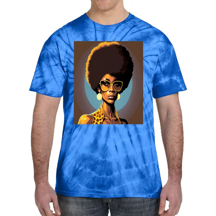 Wo Empowert Retro Afro African American Mom Gift Tie-Dye T-Shirt