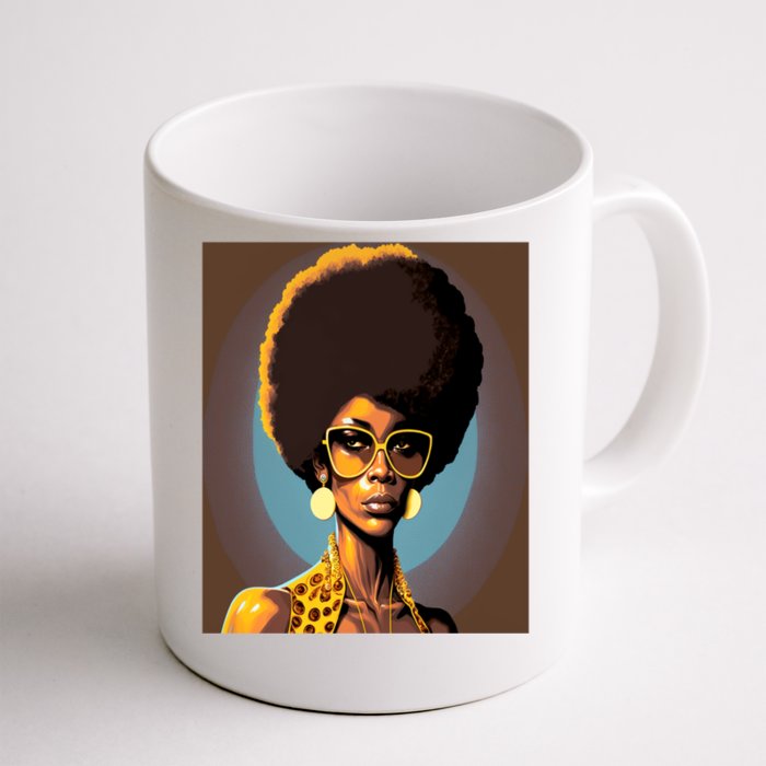 Wo Empowert Retro Afro African American Mom Gift Front & Back Coffee Mug