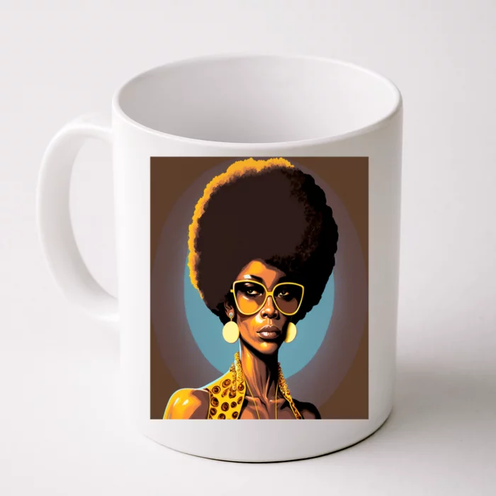 Wo Empowert Retro Afro African American Mom Gift Front & Back Coffee Mug