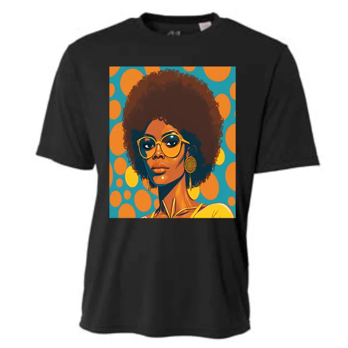 Wo Empowert Retro Afro African American Mom Gift Cooling Performance Crew T-Shirt