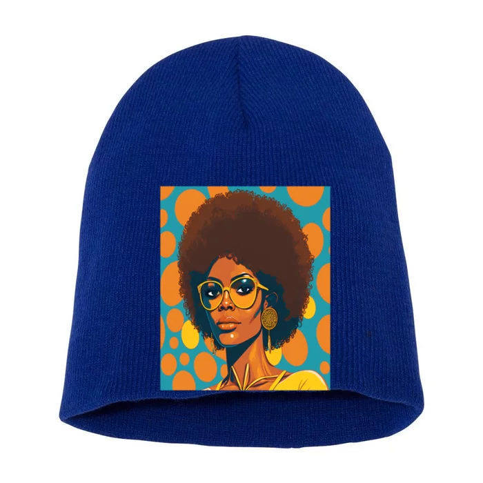 Wo Empowert Retro Afro African American Mom Gift Short Acrylic Beanie