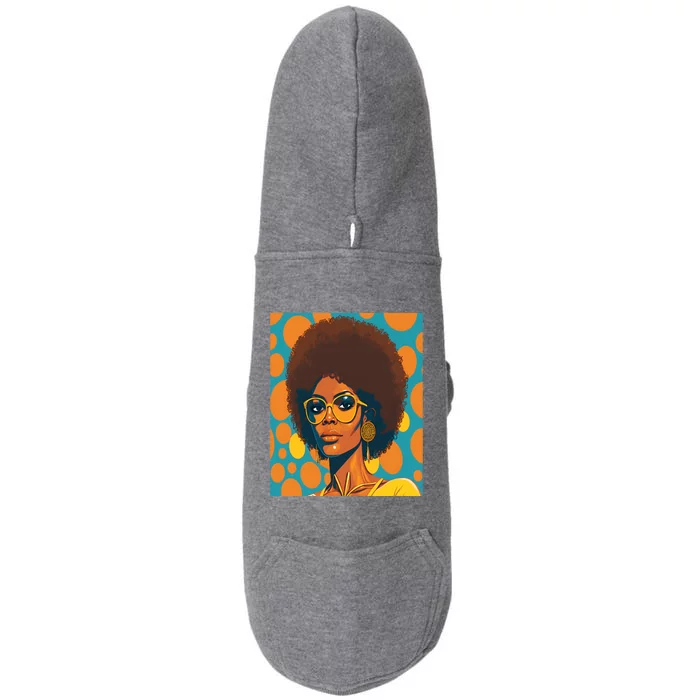 Wo Empowert Retro Afro African American Mom Gift Doggie 3-End Fleece Hoodie