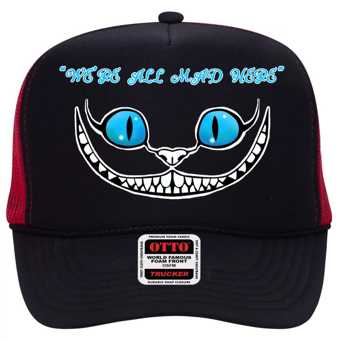 We're All Mad Here Crazy Face High Crown Mesh Trucker Hat