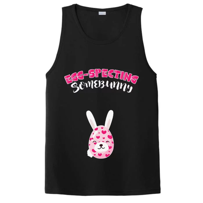 Womens EggSpecting Somebunny Pregnancy Announcement Performance Tank