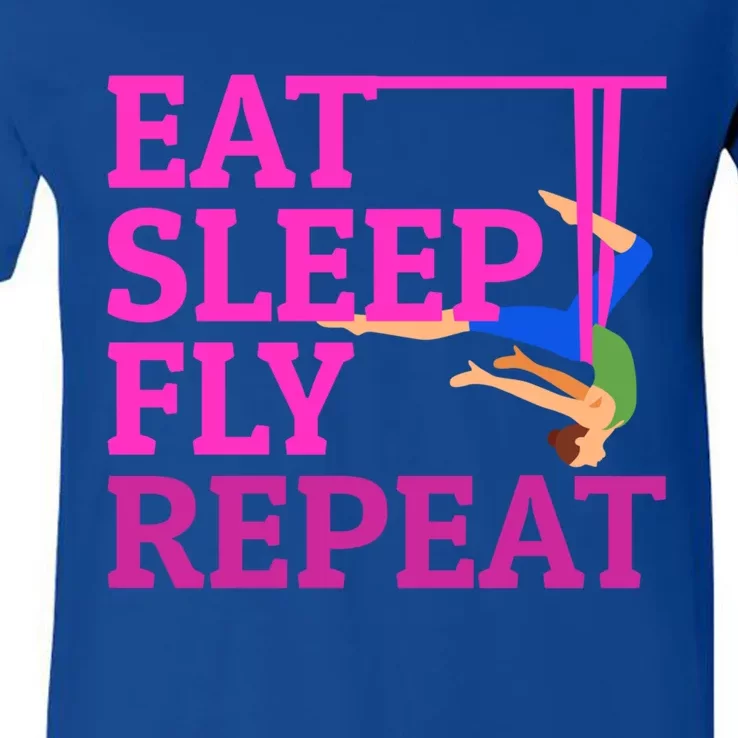 Wo Eat Sleep Fly Repeat Quote Aerial Yoga Silks Gift V-Neck T-Shirt