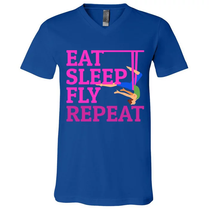 Wo Eat Sleep Fly Repeat Quote Aerial Yoga Silks Gift V-Neck T-Shirt