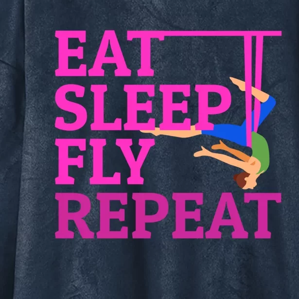 Wo Eat Sleep Fly Repeat Quote Aerial Yoga Silks Gift Hooded Wearable Blanket