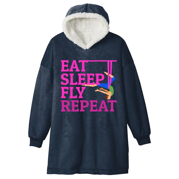 Wo Eat Sleep Fly Repeat Quote Aerial Yoga Silks Gift Hooded Wearable Blanket