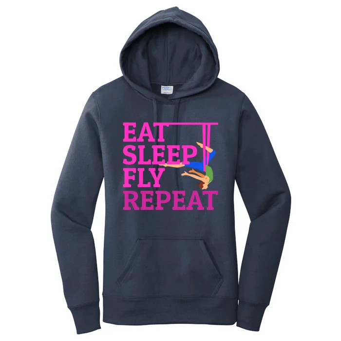 Wo Eat Sleep Fly Repeat Quote Aerial Yoga Silks Gift Women's Pullover Hoodie