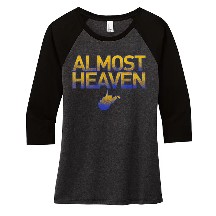 West Virginia Almost Heaven Women's Tri-Blend 3/4-Sleeve Raglan Shirt