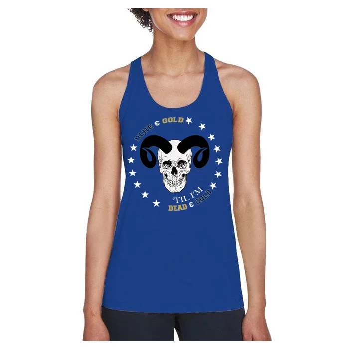 West Virginia Blue & Gold Till I'm Dead & Cold Women's Racerback Tank