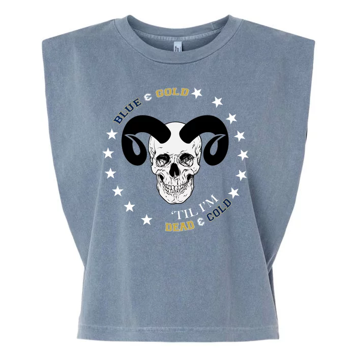 West Virginia Blue & Gold Till I'm Dead & Cold Garment-Dyed Women's Muscle Tee