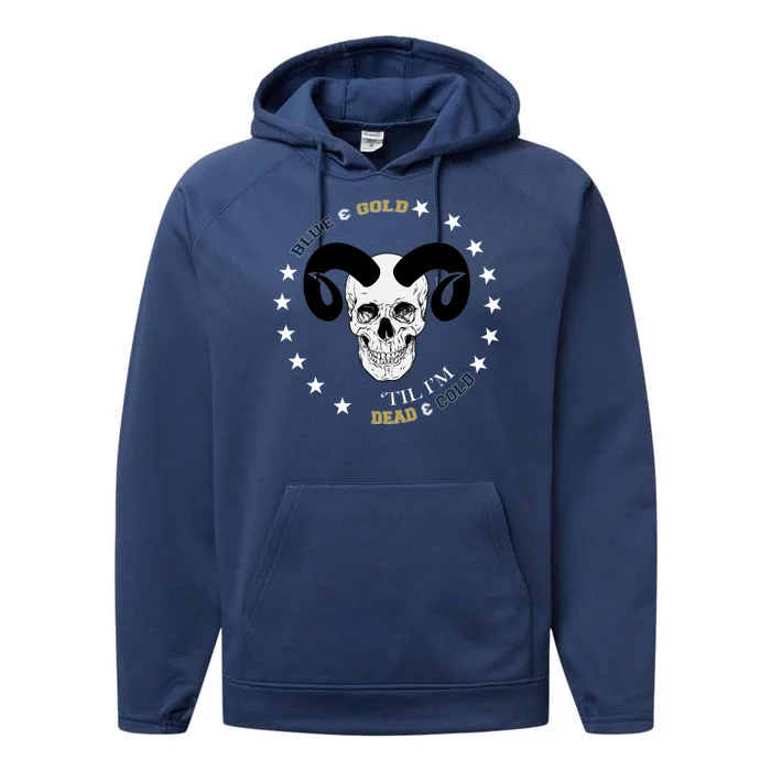 West Virginia Blue & Gold Till I'm Dead & Cold Performance Fleece Hoodie