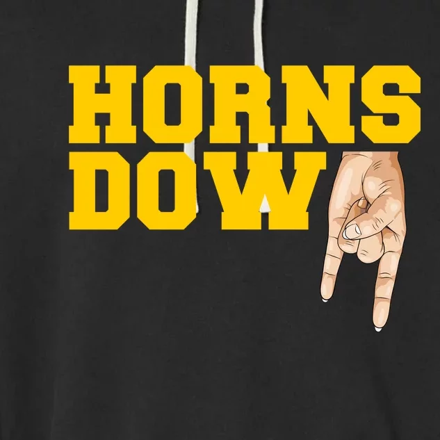 West Virginia Horns Down Football Fan Garment-Dyed Fleece Hoodie