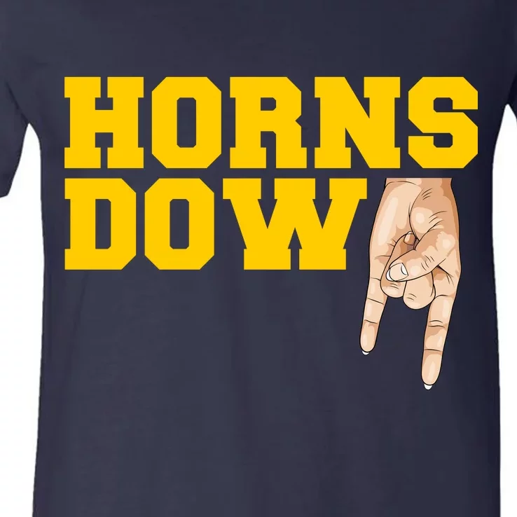 West Virginia Horns Down Football Fan V-Neck T-Shirt