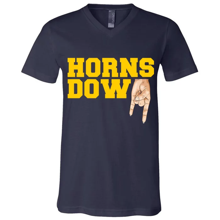 West Virginia Horns Down Football Fan V-Neck T-Shirt