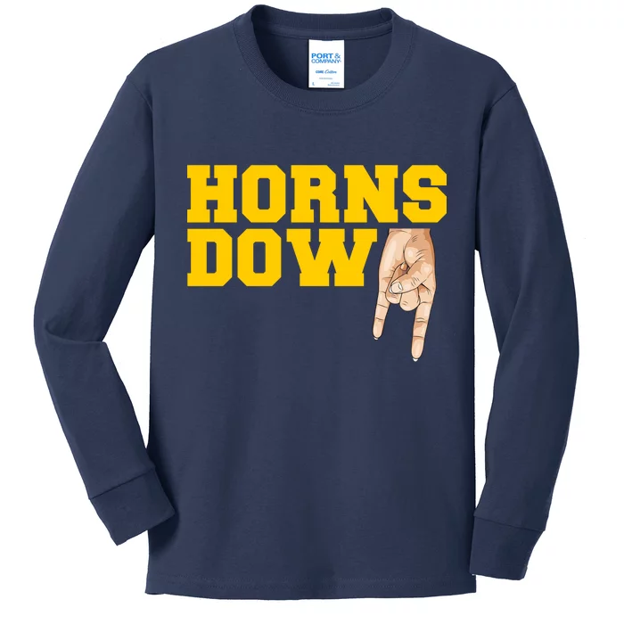 West Virginia Horns Down Football Fan Kids Long Sleeve Shirt