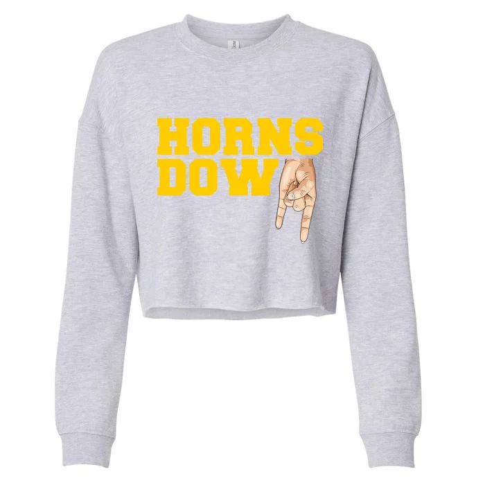 West Virginia Horns Down Football Fan Cropped Pullover Crew