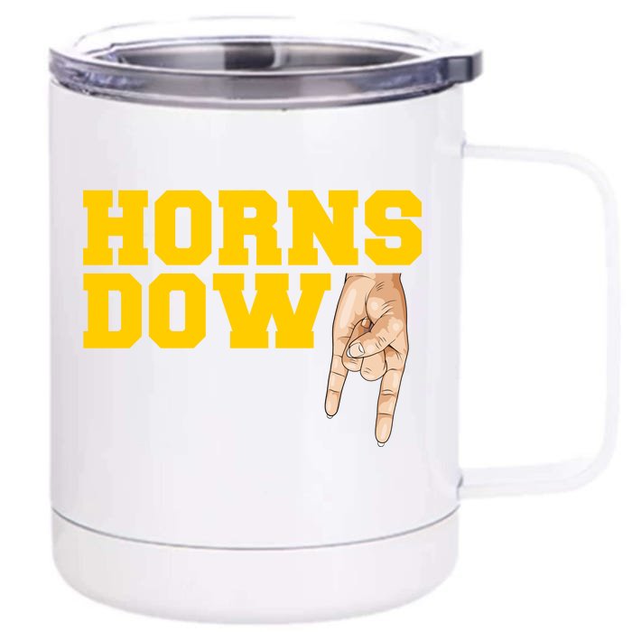 West Virginia Horns Down Football Fan Front & Back 12oz Stainless Steel Tumbler Cup