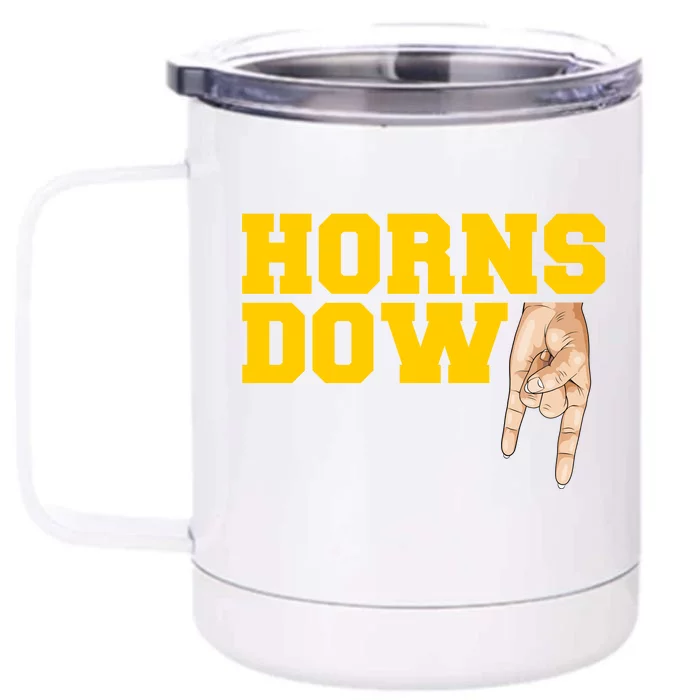 West Virginia Horns Down Football Fan Front & Back 12oz Stainless Steel Tumbler Cup