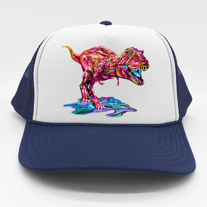 Wet Paint Colorful T-Rex Trucker Hat