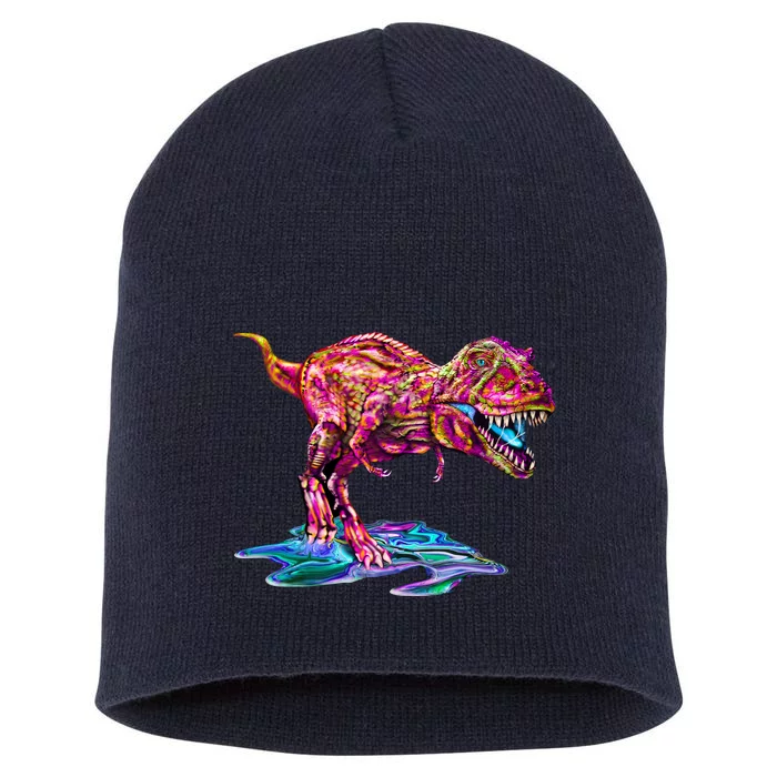 Wet Paint Colorful T-Rex Short Acrylic Beanie