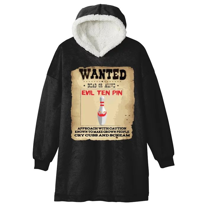 Wanted Evil Ten Pin Bowling Funny Hooded Wearable Blanket