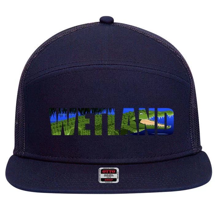 Wetland Gator Crocodile 7 Panel Mesh Trucker Snapback Hat