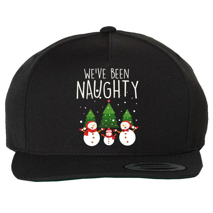 We've Been Naughty Christmas Snowman Wool Snapback Cap