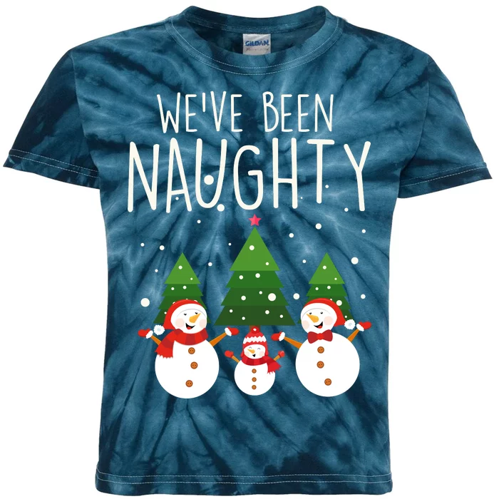 We've Been Naughty Christmas Snowman Kids Tie-Dye T-Shirt