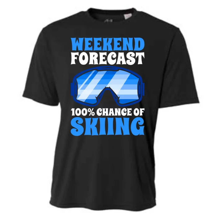 Weekend Forecast 100% Chance Of Skiing Gift Cooling Performance Crew T-Shirt