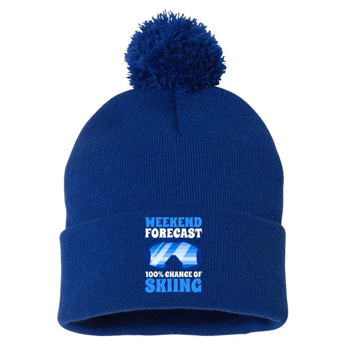 Weekend Forecast 100% Chance Of Skiing Gift Pom Pom 12in Knit Beanie