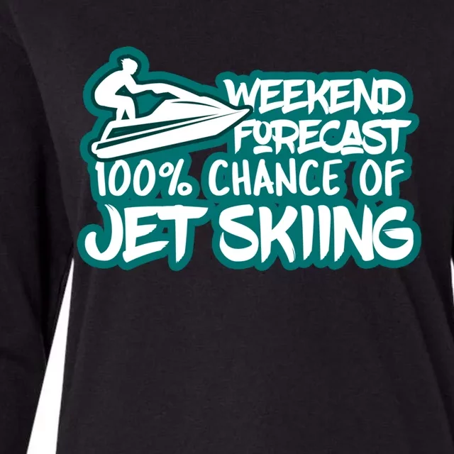 Weekend Forecast 100% Of Jet Skiing Summer Recreational Gift Womens Cotton Relaxed Long Sleeve T-Shirt