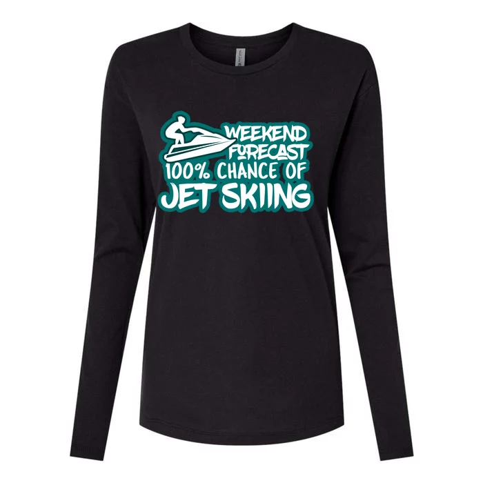 Weekend Forecast 100% Of Jet Skiing Summer Recreational Gift Womens Cotton Relaxed Long Sleeve T-Shirt