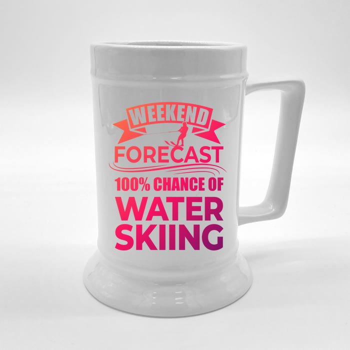 Weekend Forecast 100% Water Skiing Vintage Water Ski Gift Front & Back Beer Stein