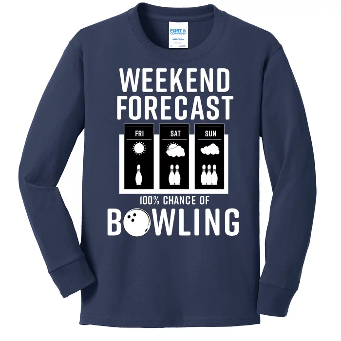 Weekend Forecast 100% Chance Of Bowling Kids Long Sleeve Shirt