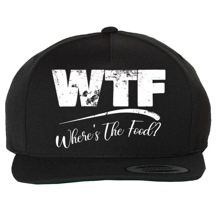 Wtf Funny Adult Wheres The Food Word Play Gift Wool Snapback Cap