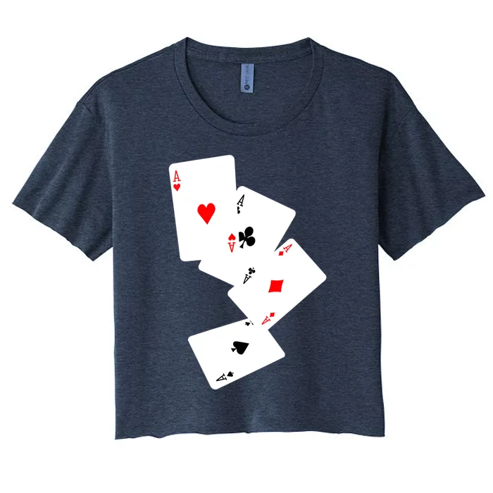 Womens Four Aces Poker Pro Lucky Player Winner Costume Hand Gifts VNeck Women's Crop Top Tee