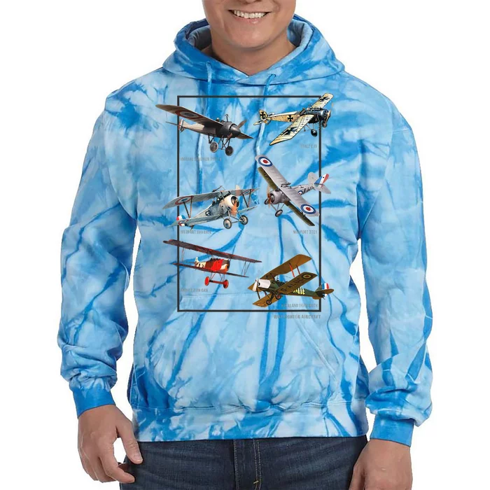 Wwi Fighters Airplanes Tie Dye Hoodie