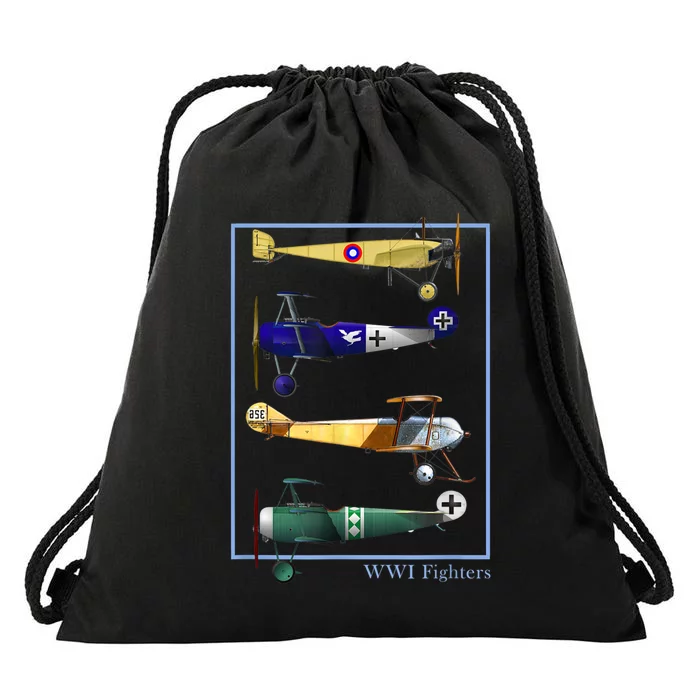 WWI Fighters Airplanes Vintage Drawstring Bag