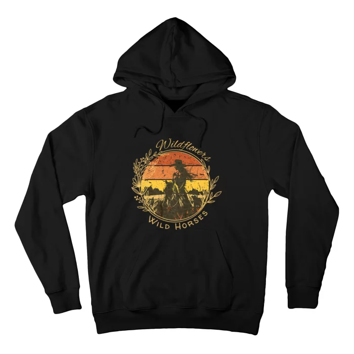 Wild Flowers And Wild Horses Vintage Sunset Country Cowgirl Hoodie