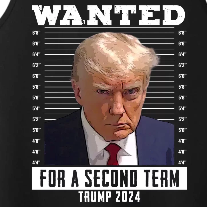 Wanted For A Second Term Trump 2024 Mugshot Performance Tank