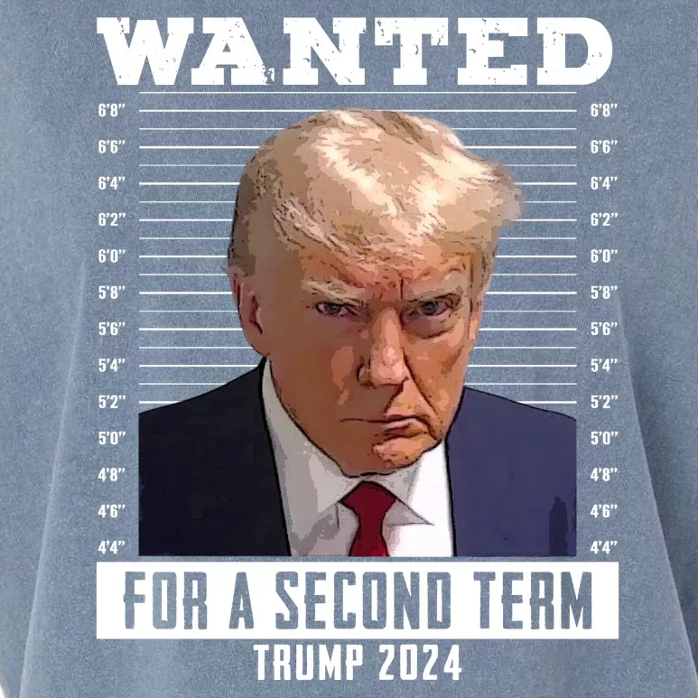 Wanted For A Second Term Trump 2024 Mugshot Garment-Dyed Women's Muscle Tee