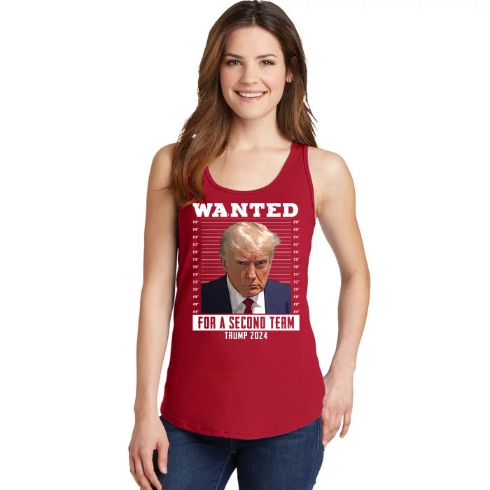 Wanted For A Second Term Trump 2024 Mugshot Ladies Essential Tank