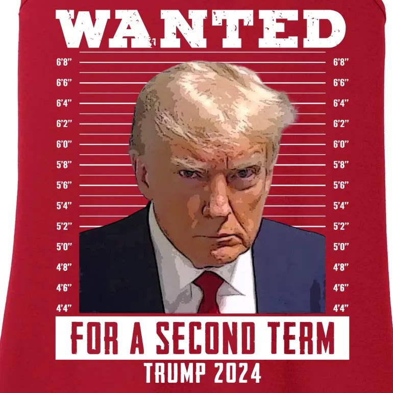 Wanted For A Second Term Trump 2024 Mugshot Ladies Essential Tank