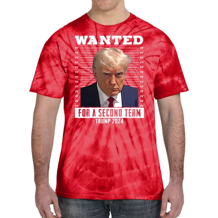 Wanted For A Second Term Trump 2024 Mugshot Tie-Dye T-Shirt