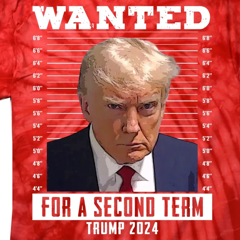 Wanted For A Second Term Trump 2024 Mugshot Tie-Dye T-Shirt